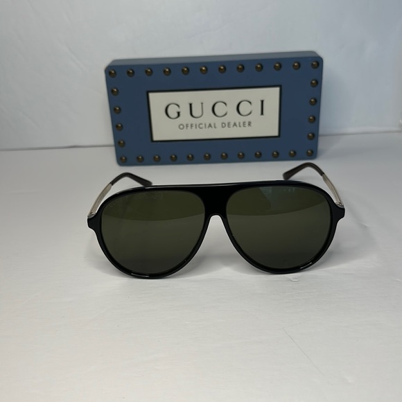 💯 - New - GUCCI GG0829SA 002 aviator sunglass black and ruthenium frame with… - Picture 3 of 16